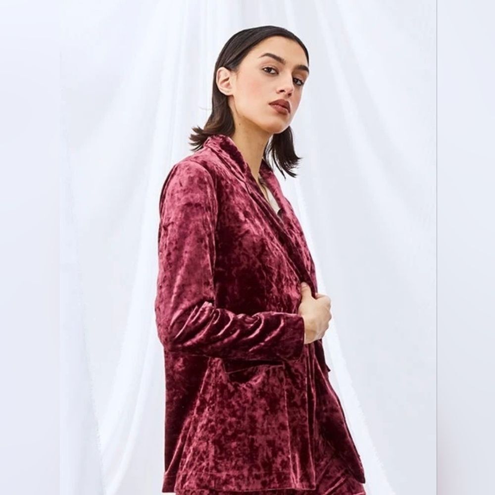 NWT Investment Fuchsia Crushed Velvet Oversized Blazer Size S